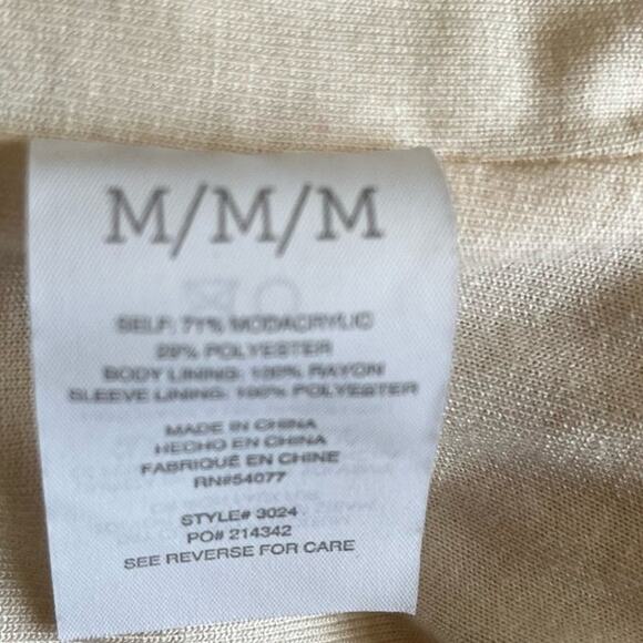 Cabi Jacket Coat Womens Size M Ivory #3024 Teddy Faux Fur Lined Shaggy Cropped - Picture 10 of 12